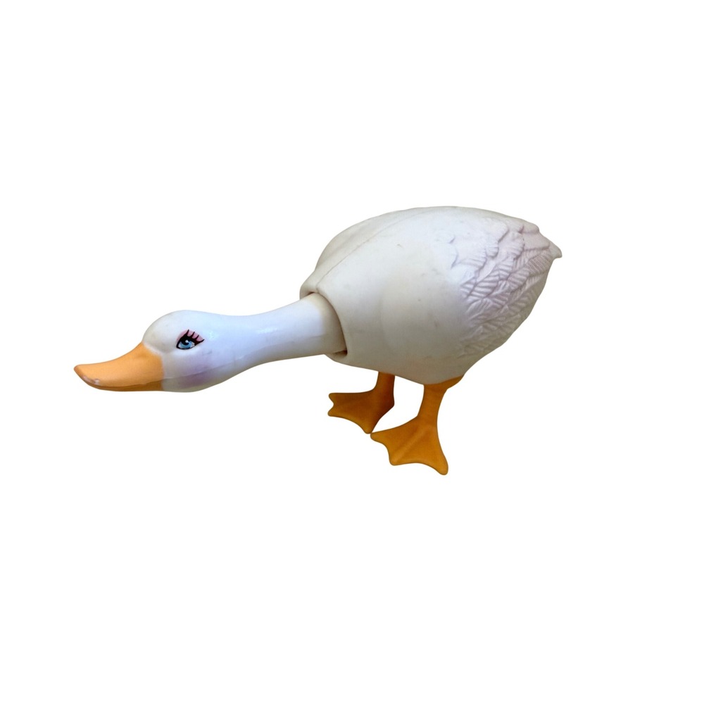 Vintage Articulated White Goose Duck Plastic Toy Figurine Mini Bird Posable